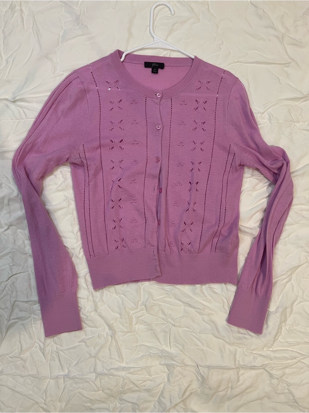 Jcrew Pink Eyelet Sweater Sz M